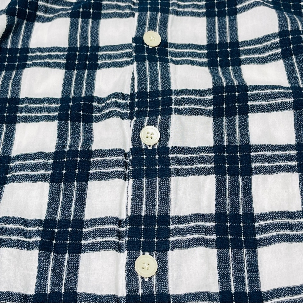 Madewell Navy & White Plaid Cotton Button-Back Tie Top Size XL - Picture 7 of 10
